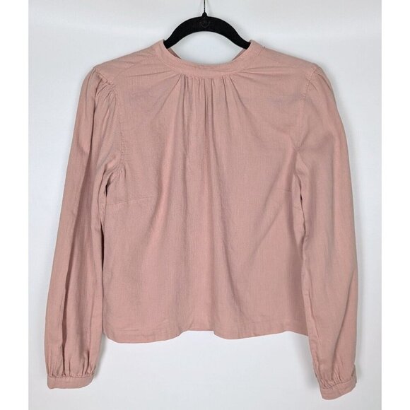 Cloth & Stone Anthropologie Top Womens XS Pink Linen 1/2 Button Up Long Sleeves - Picture 2 of 9